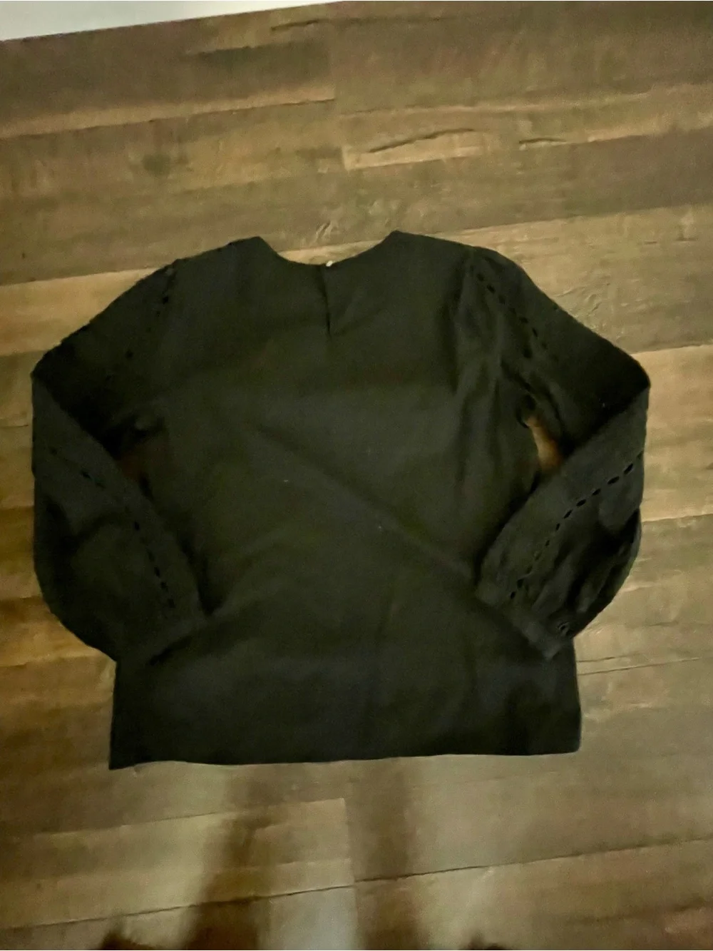 J. Crew Black Women’s Eyelet Pintuck Sleeve Blouse Size Small